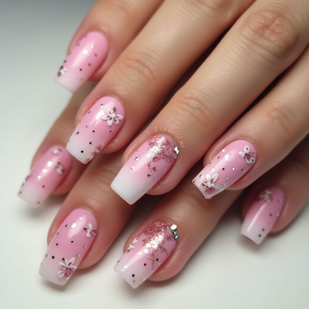 Pink Spring Nail Design