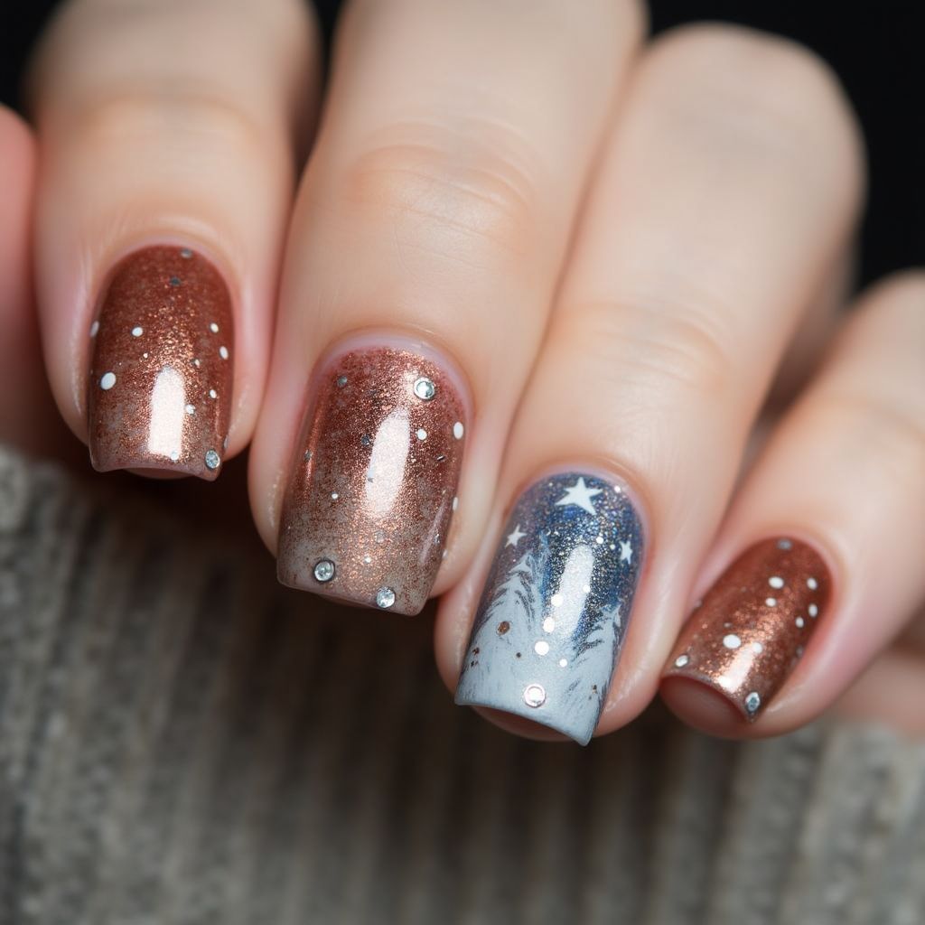 Bronze Winter Nail Design