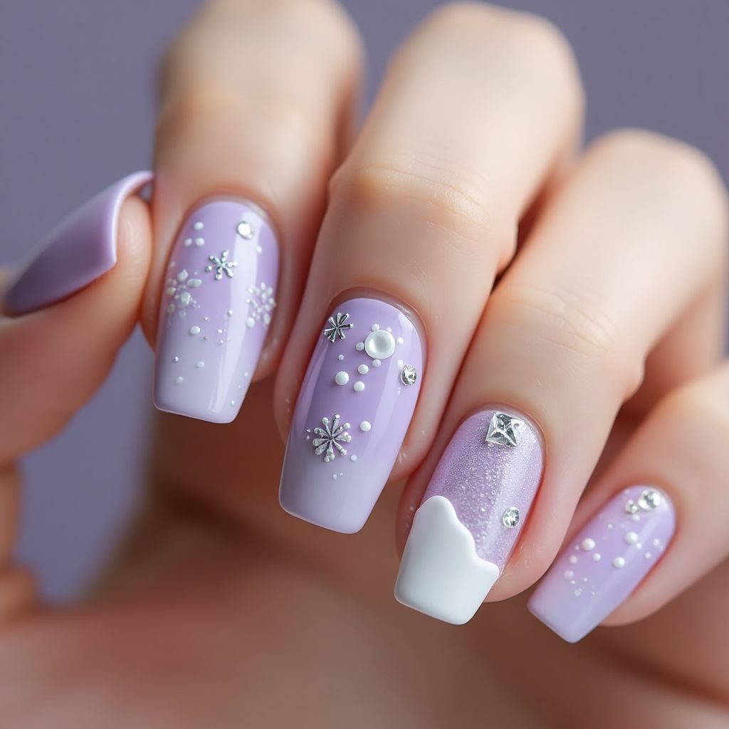 Pastel Purple Winter Nail Design