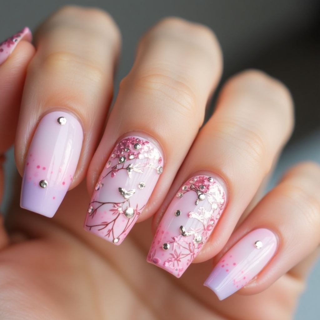Pink Spring Nail Design