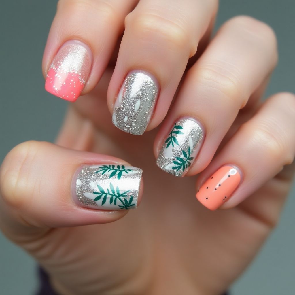 Silver Summer Nail Design