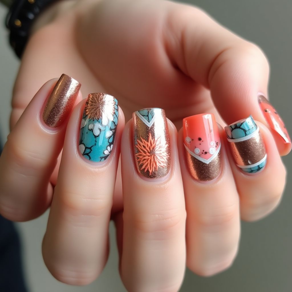 Copper Summer Nail Design