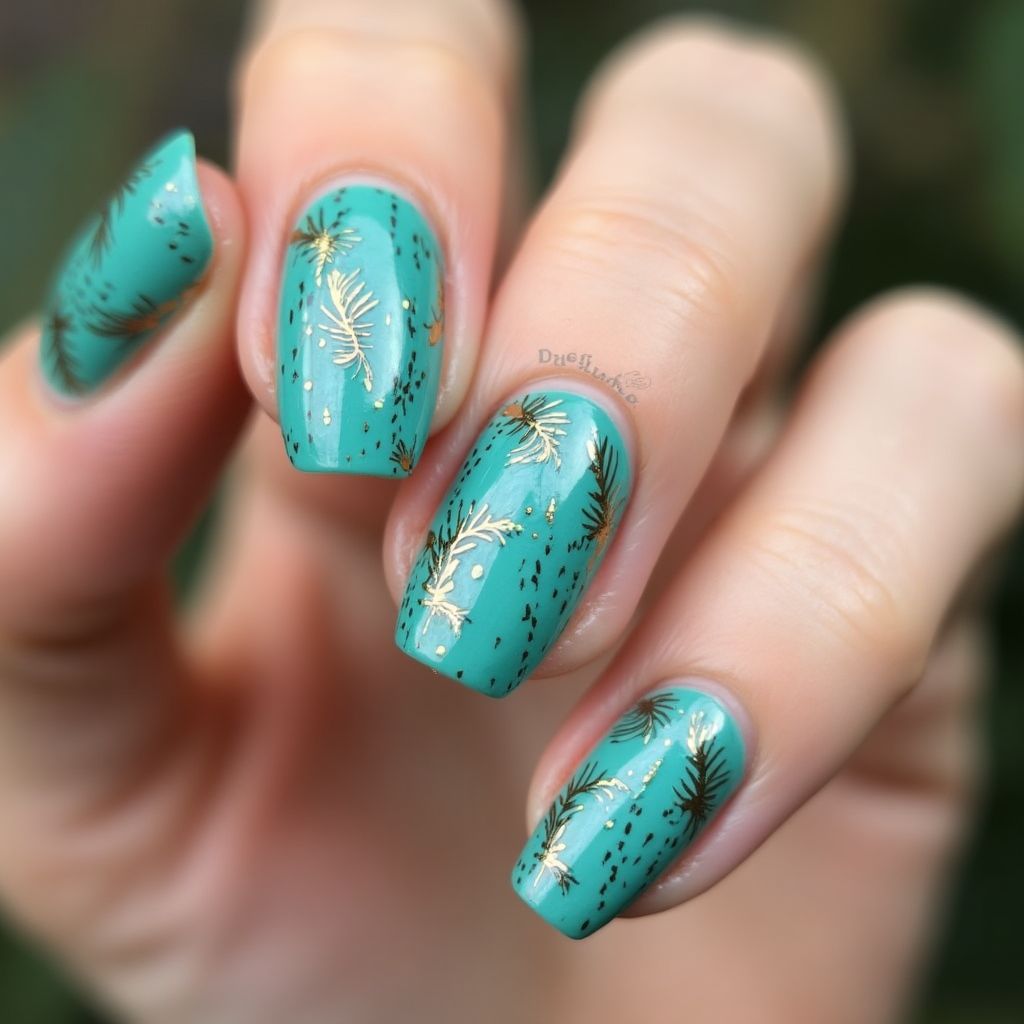 Teal Summer Nail Design