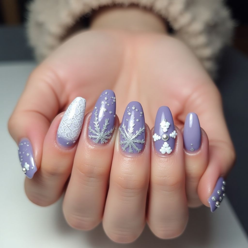 Lavender Winter Nail Design