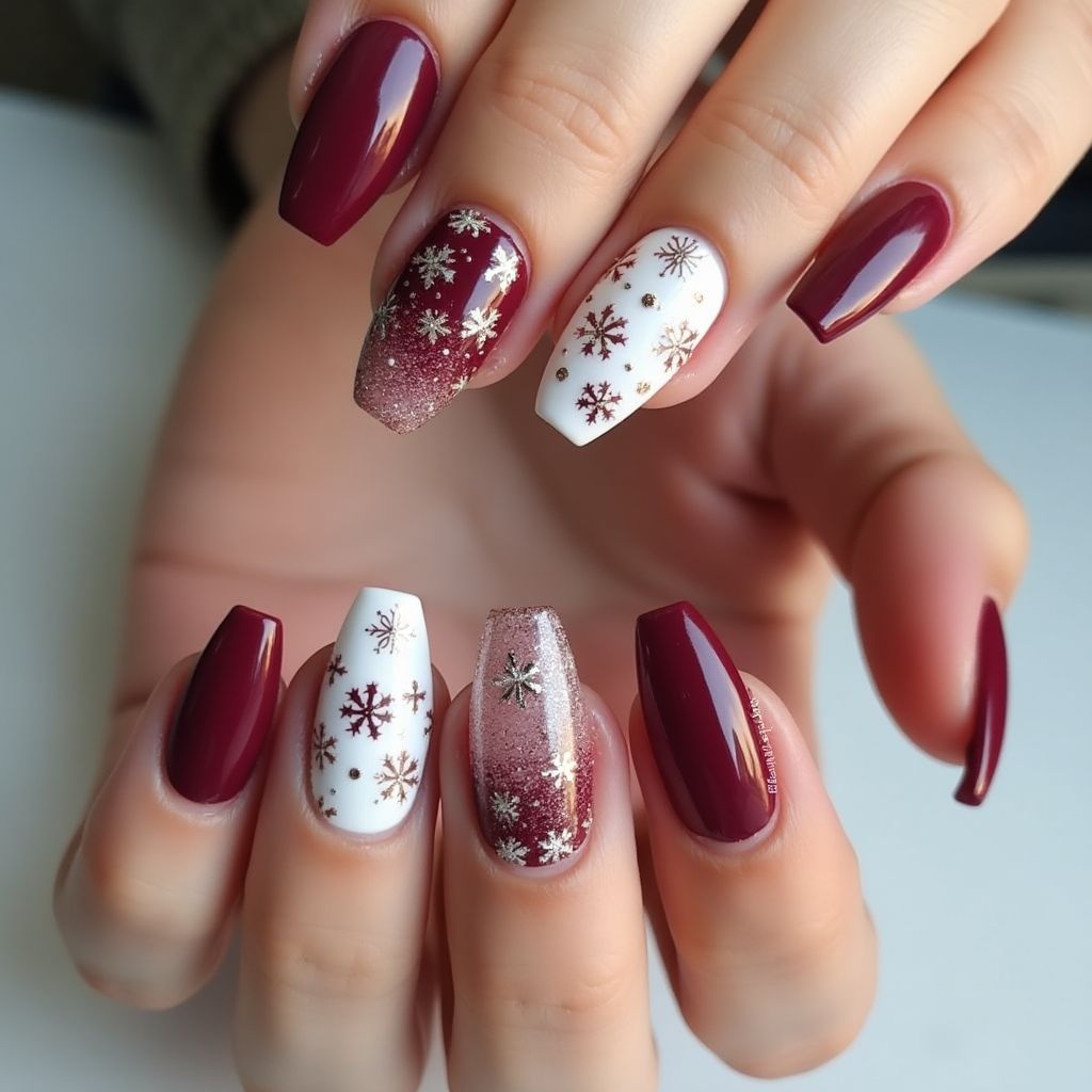Burgundy Winter Nail Design