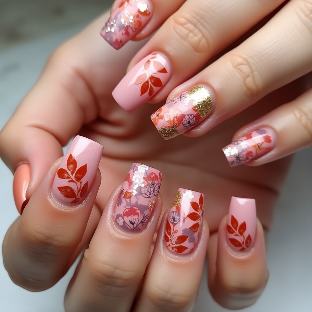Hot Pink Autumn Nail Design