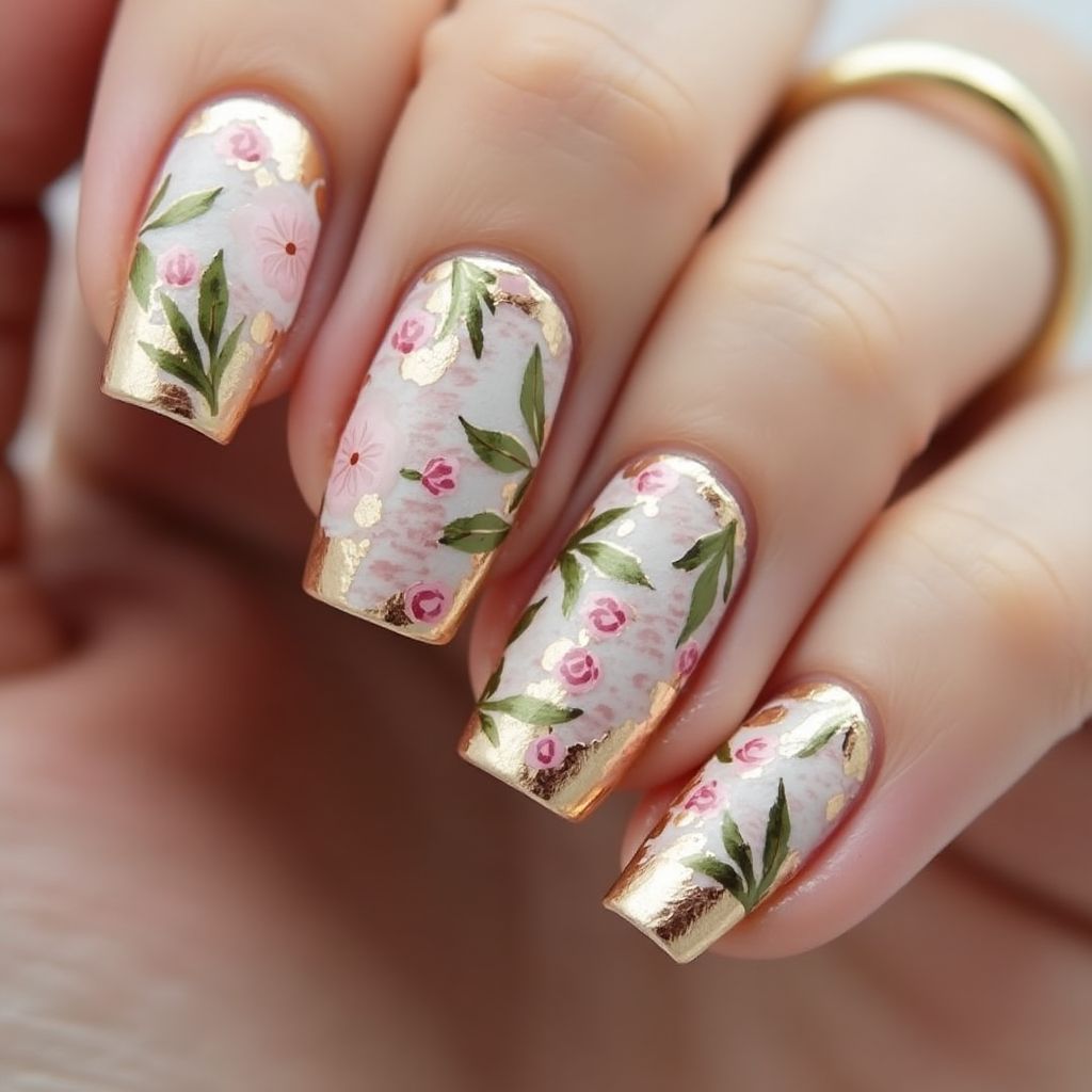 Copper Spring Nail Design