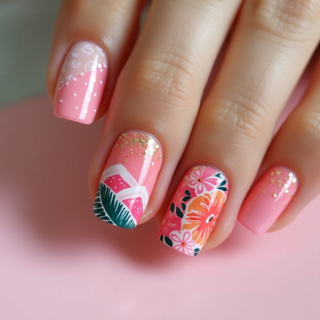 Pink Summer Nail Design