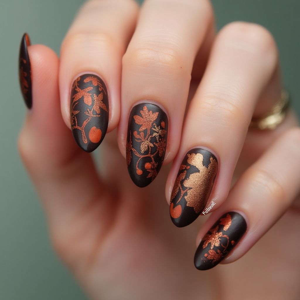 Chocolate Brown Autumn Nail Design