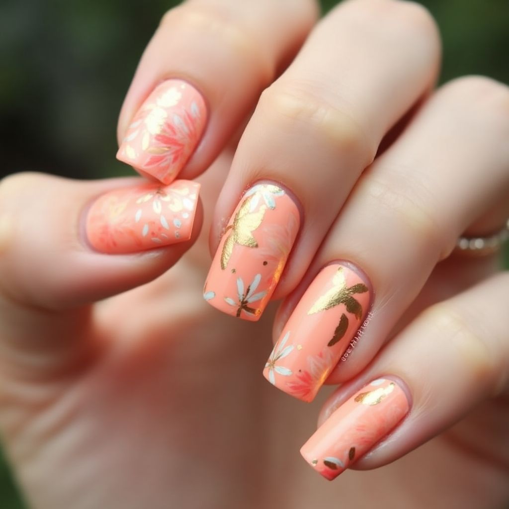 Peach Summer Nail Design