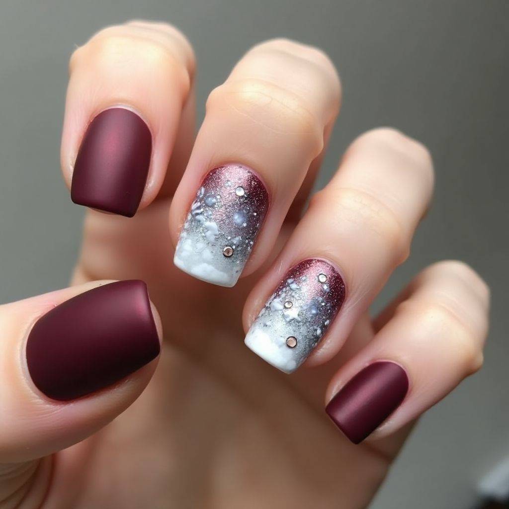 Burgundy Winter Nail Design