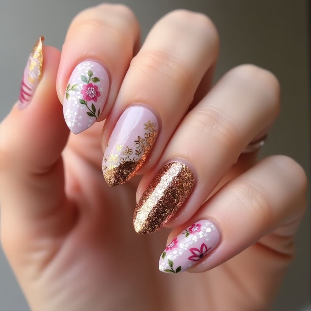 Copper Spring Nail Design
