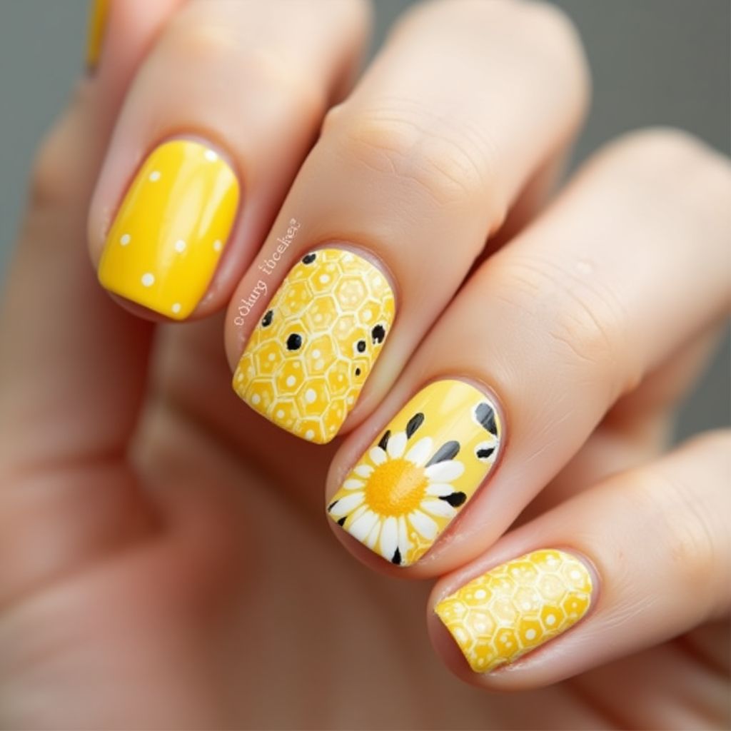 Yellow Spring Nail Design
