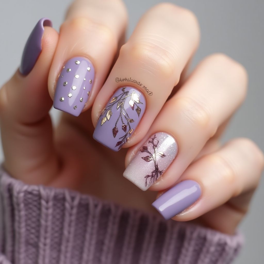 Lilac Autumn Nail Design