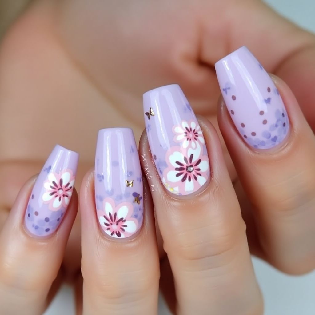 Lavender Spring Nail Design