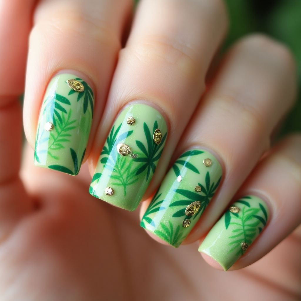 Green Summer Nail Design
