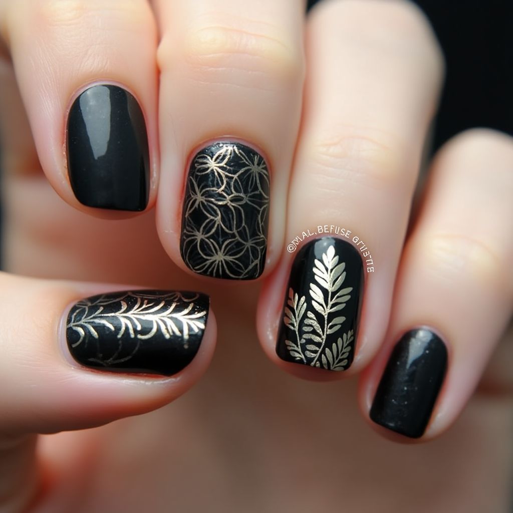 Black Summer Nail Design