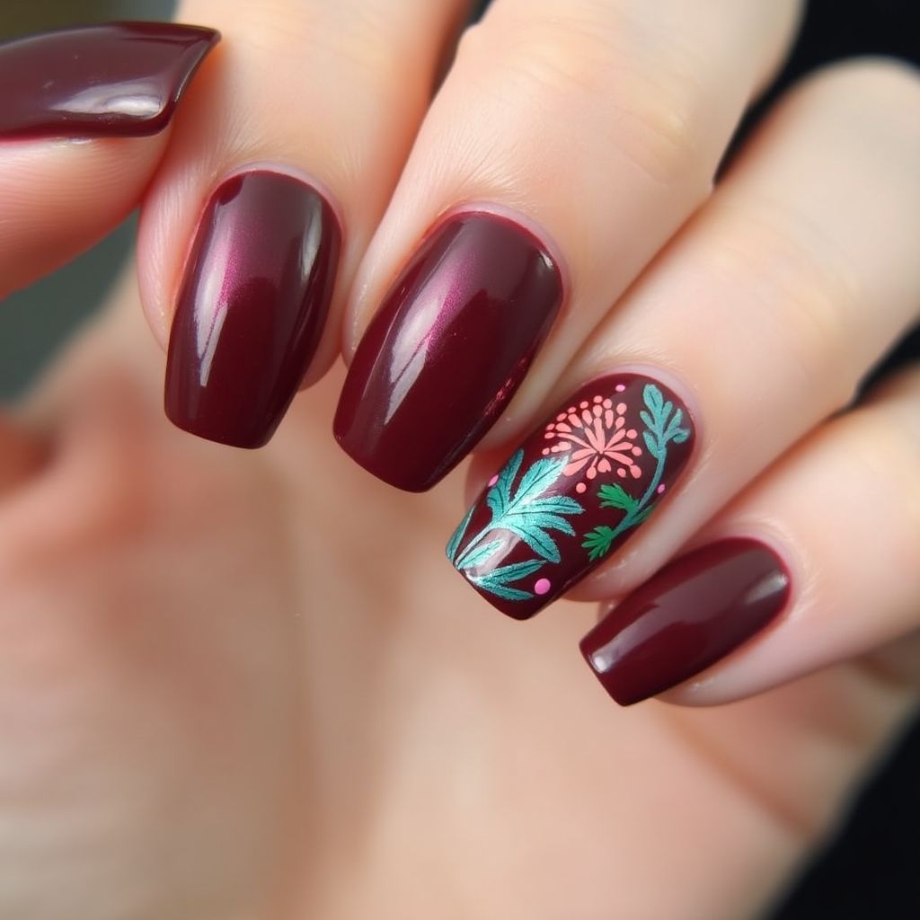 Burgundy Summer Nail Design