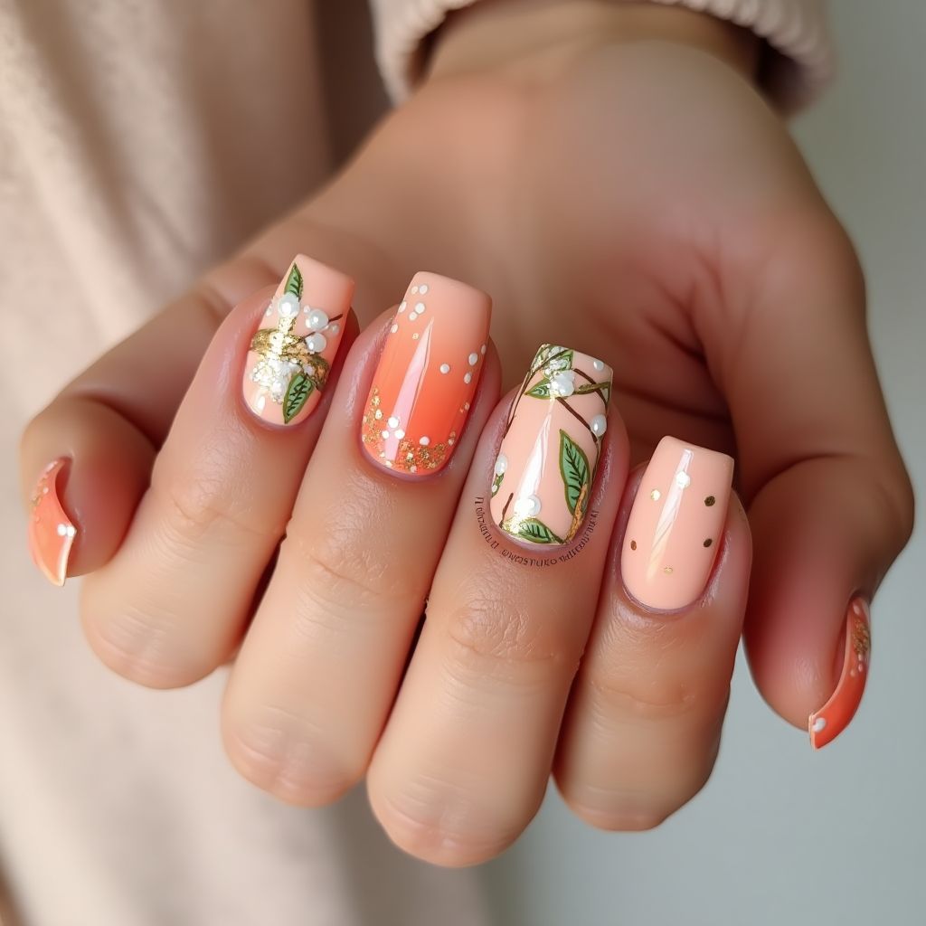 Peach Summer Nail Design