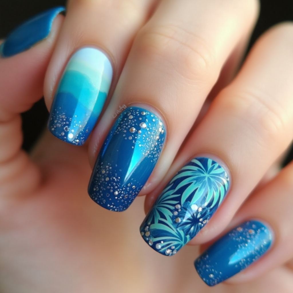 Blue Summer Nail Design