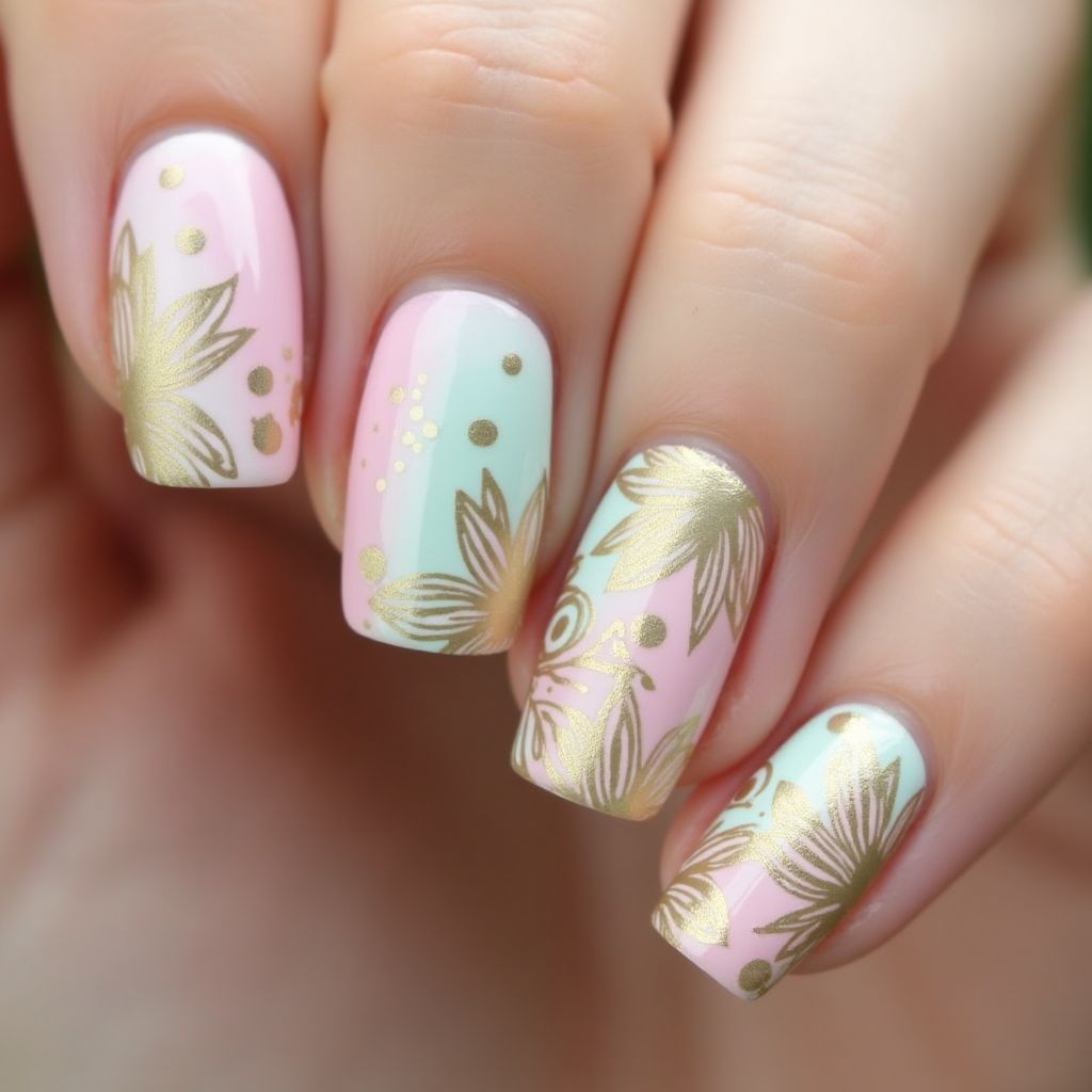 Gold Spring Nail Design