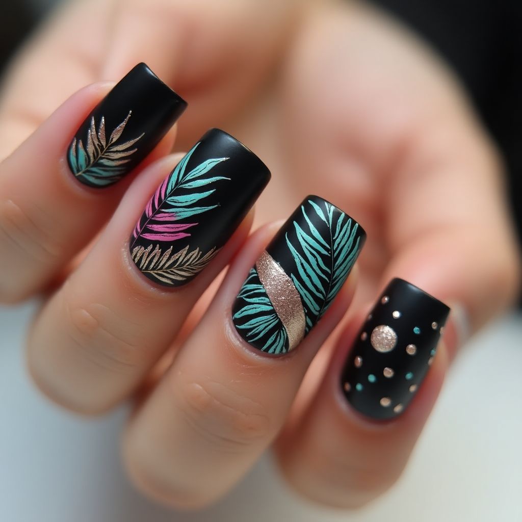 Black Summer Nail Design