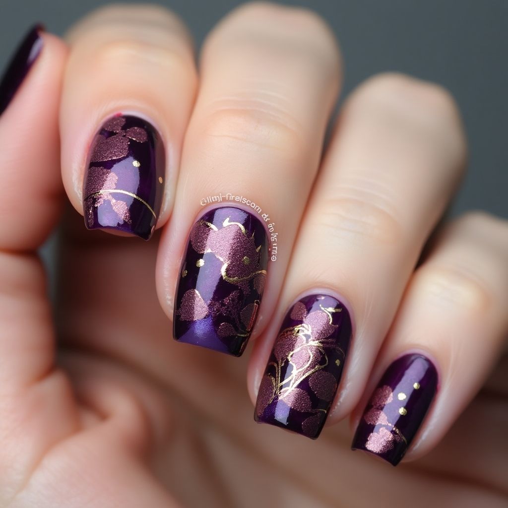 Purple Autumn Nail Design
