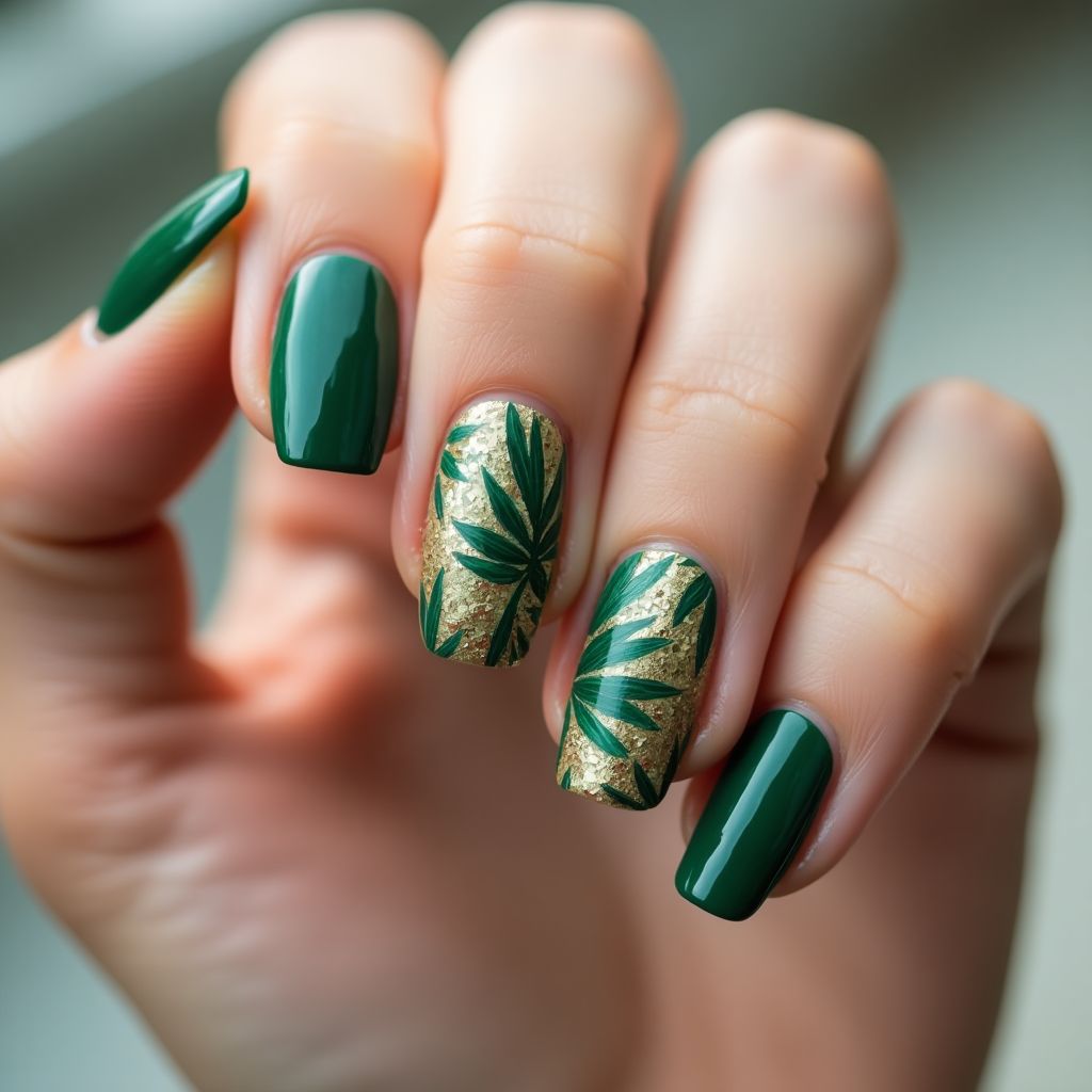 Emerald Green Summer Nail Design