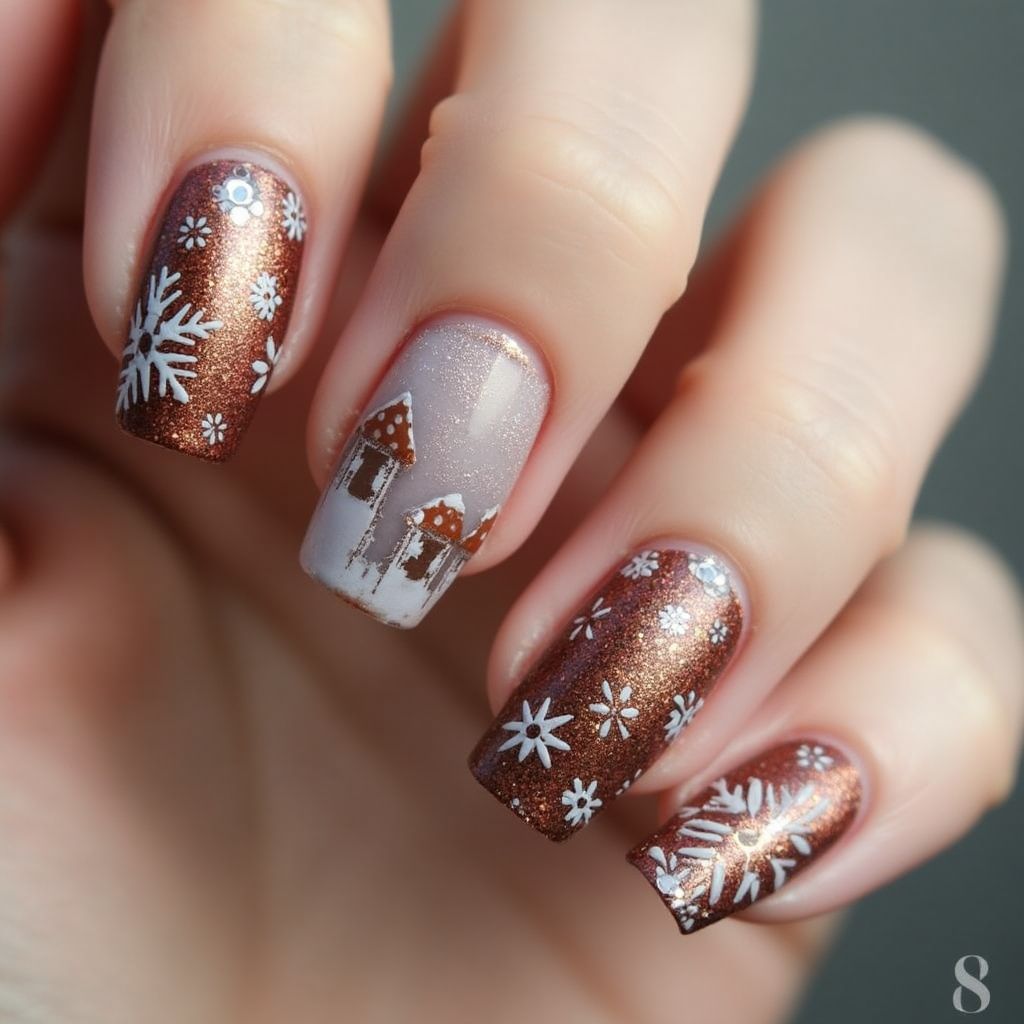 Bronze Winter Nail Design