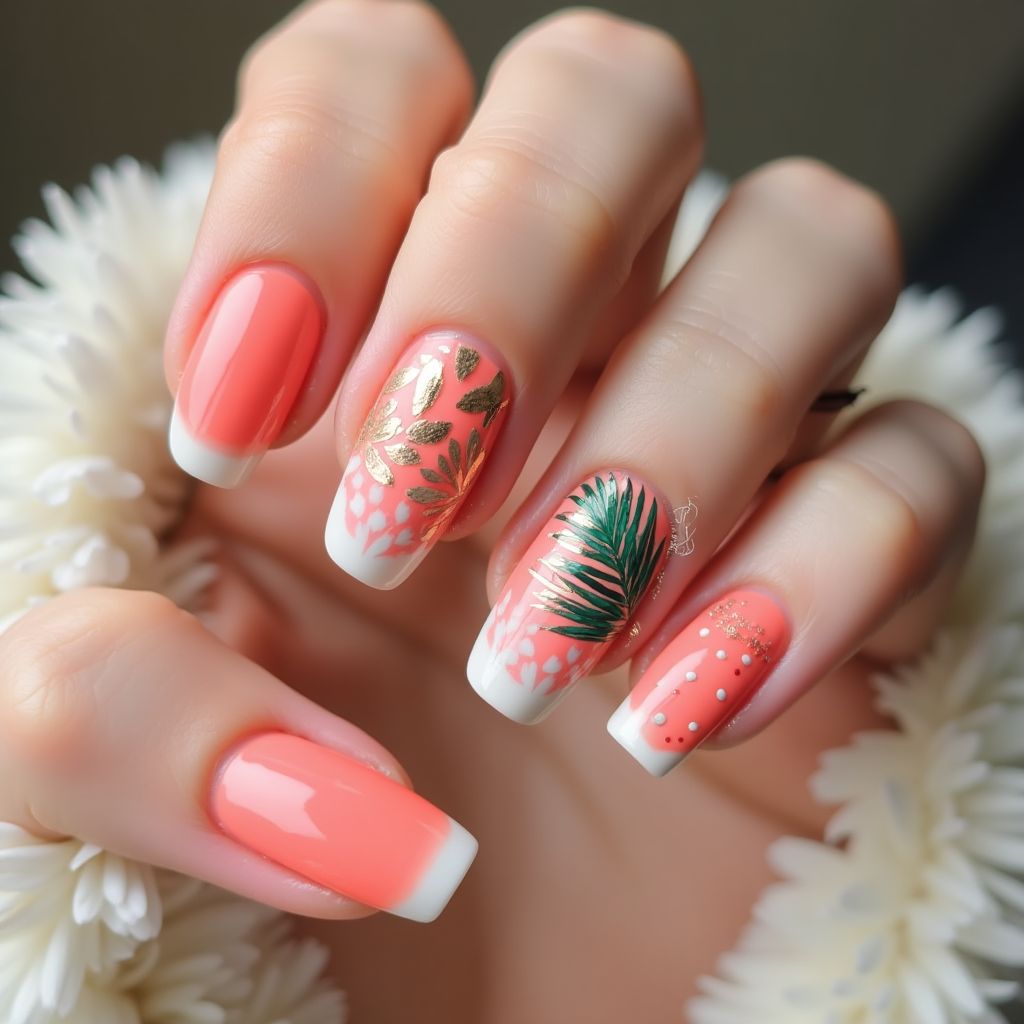 Coral Summer Nail Design