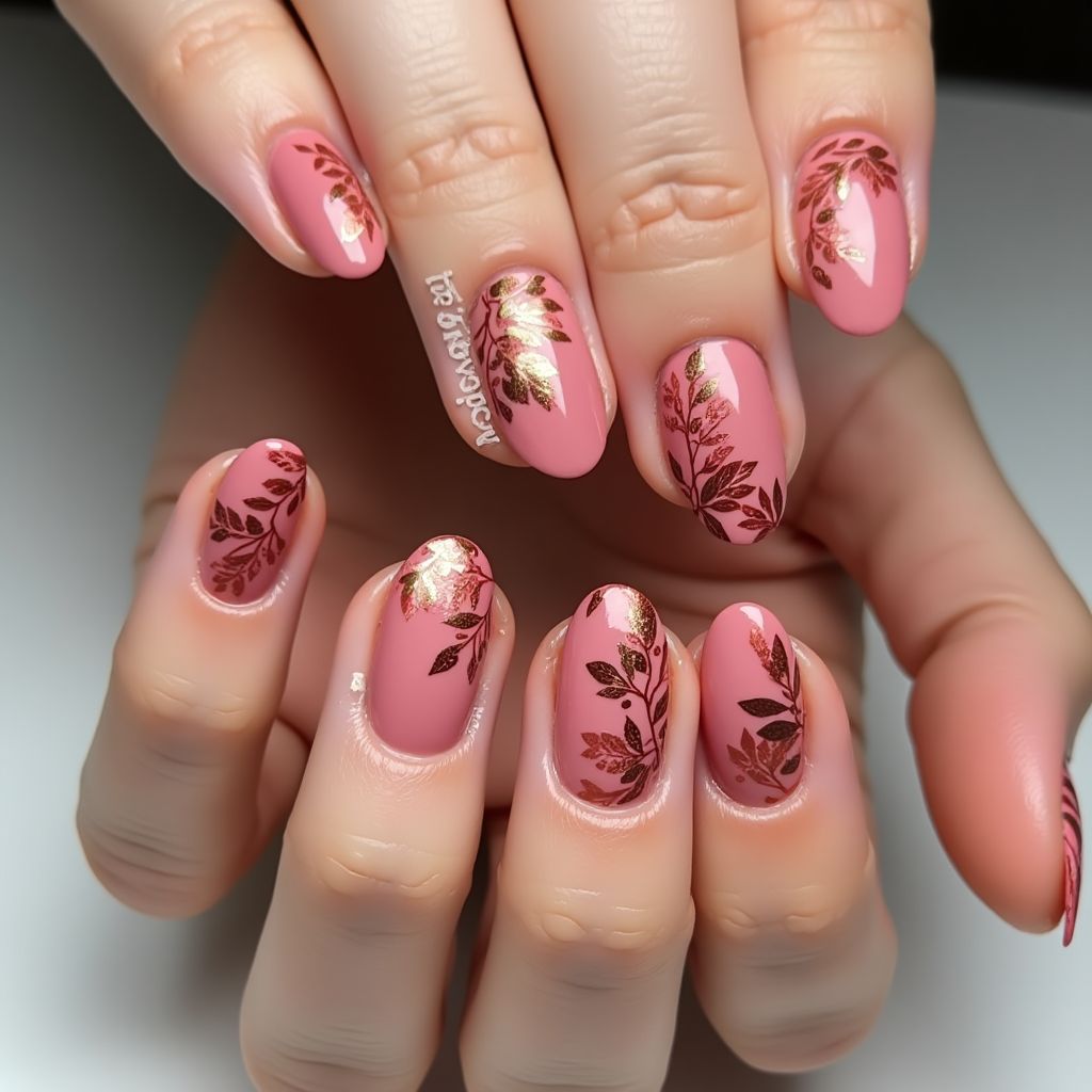 Hot Pink Autumn Nail Design