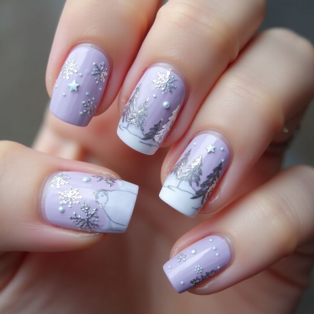Pastel Purple Winter Nail Design