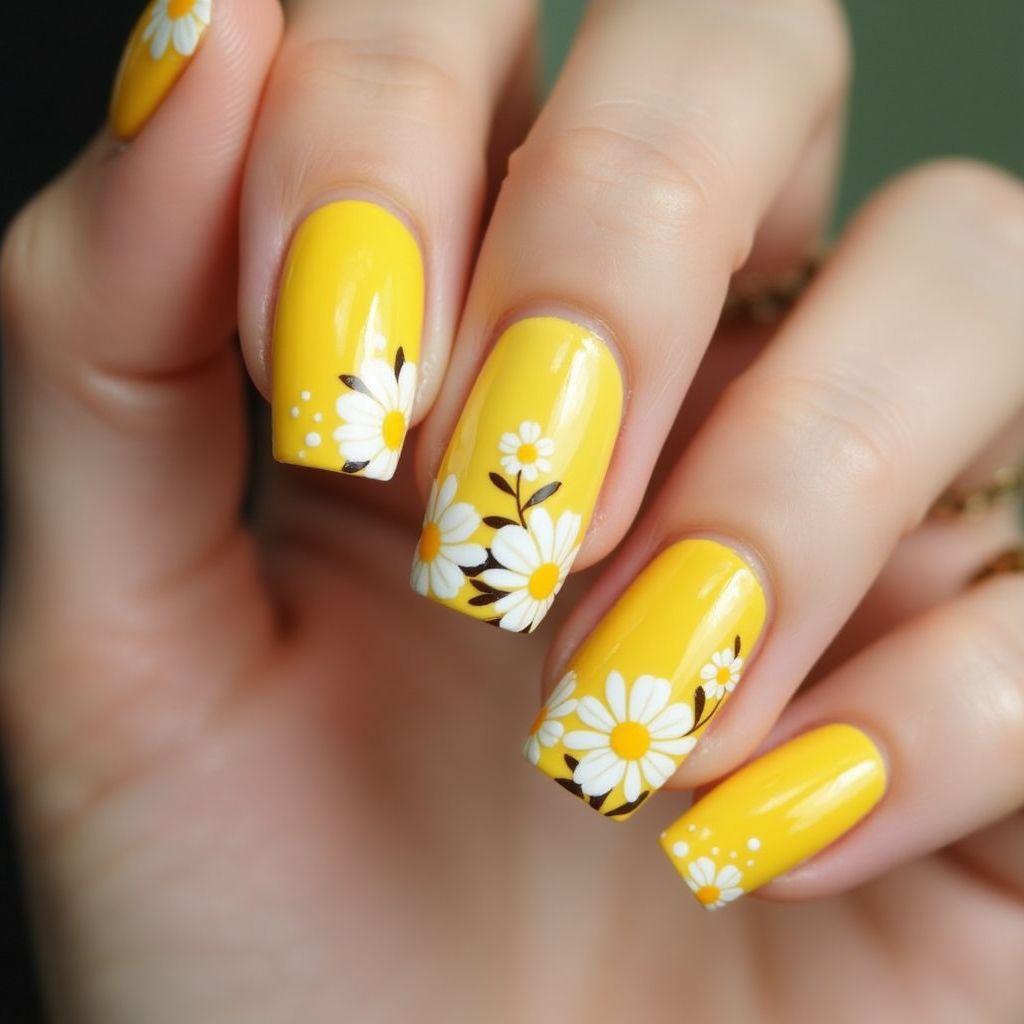 Yellow Spring Nail Design