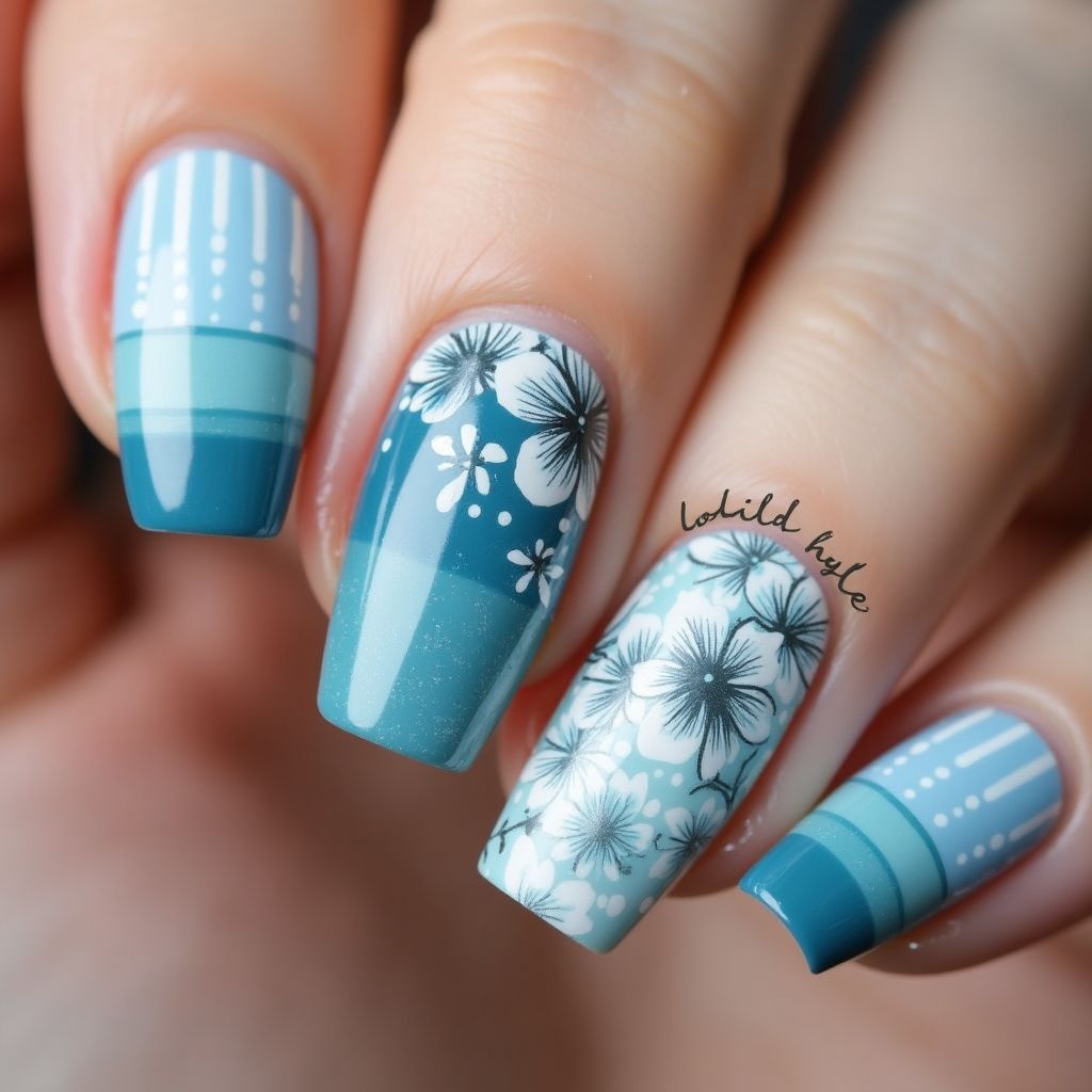 Blue Spring Nail Design