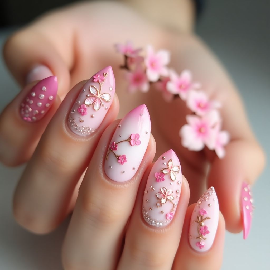 Pink Spring Nail Design