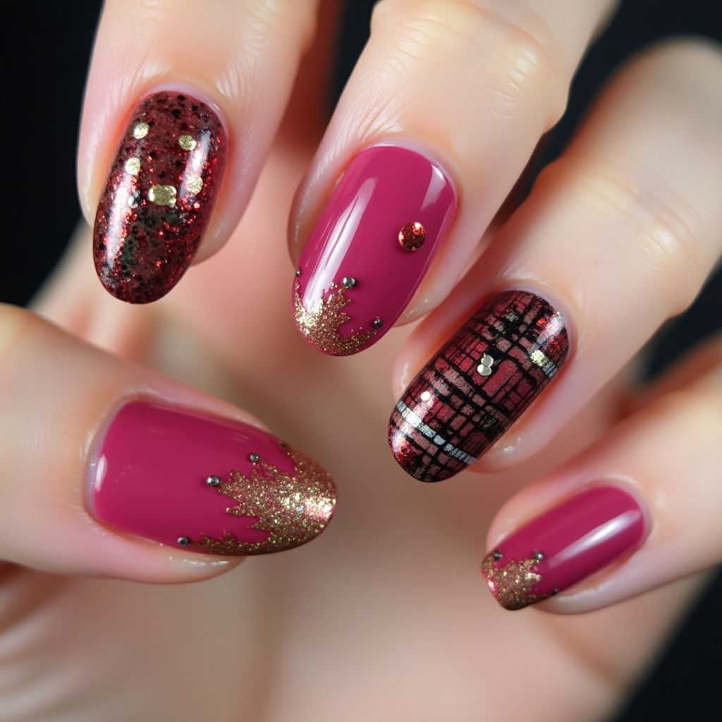 Fuchsia Autumn Nail Design