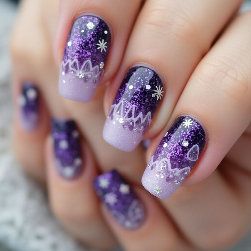 Purple Winter Nail Design