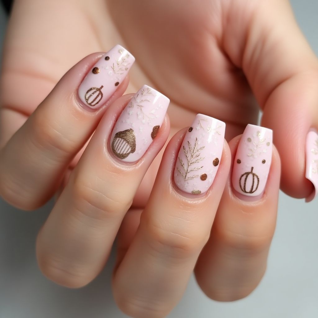 Baby Pink Autumn Nail Design