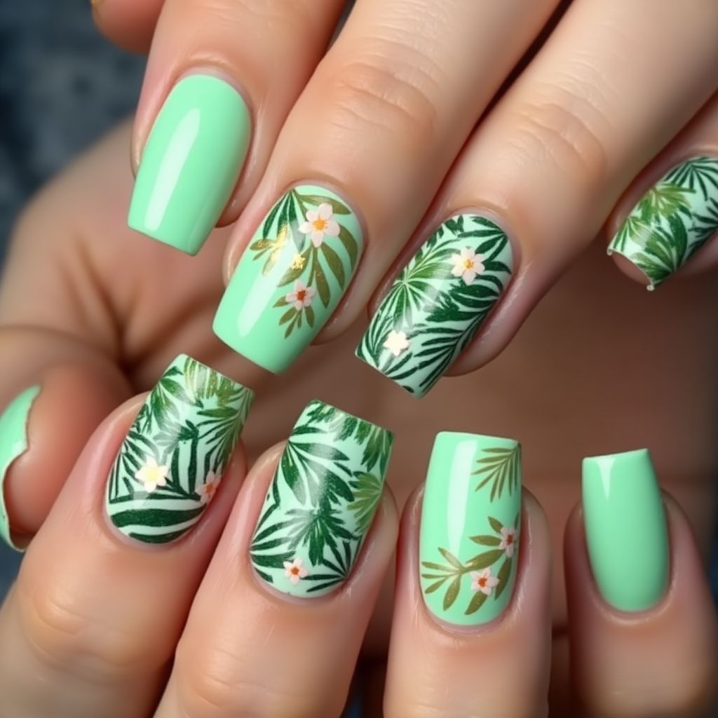 Green Summer Nail Design