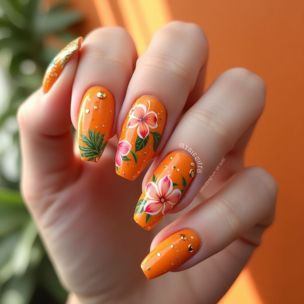Orange Summer Nail Design