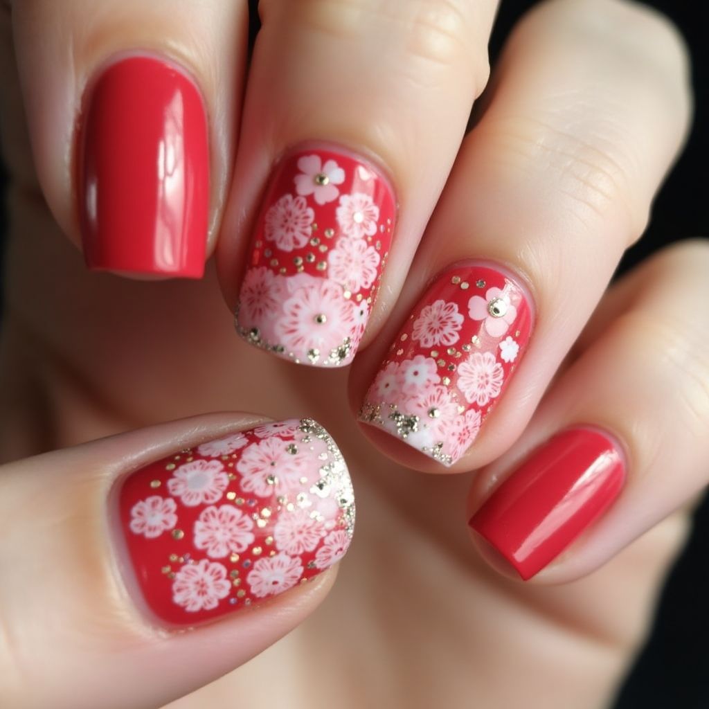 Red Spring Nail Design