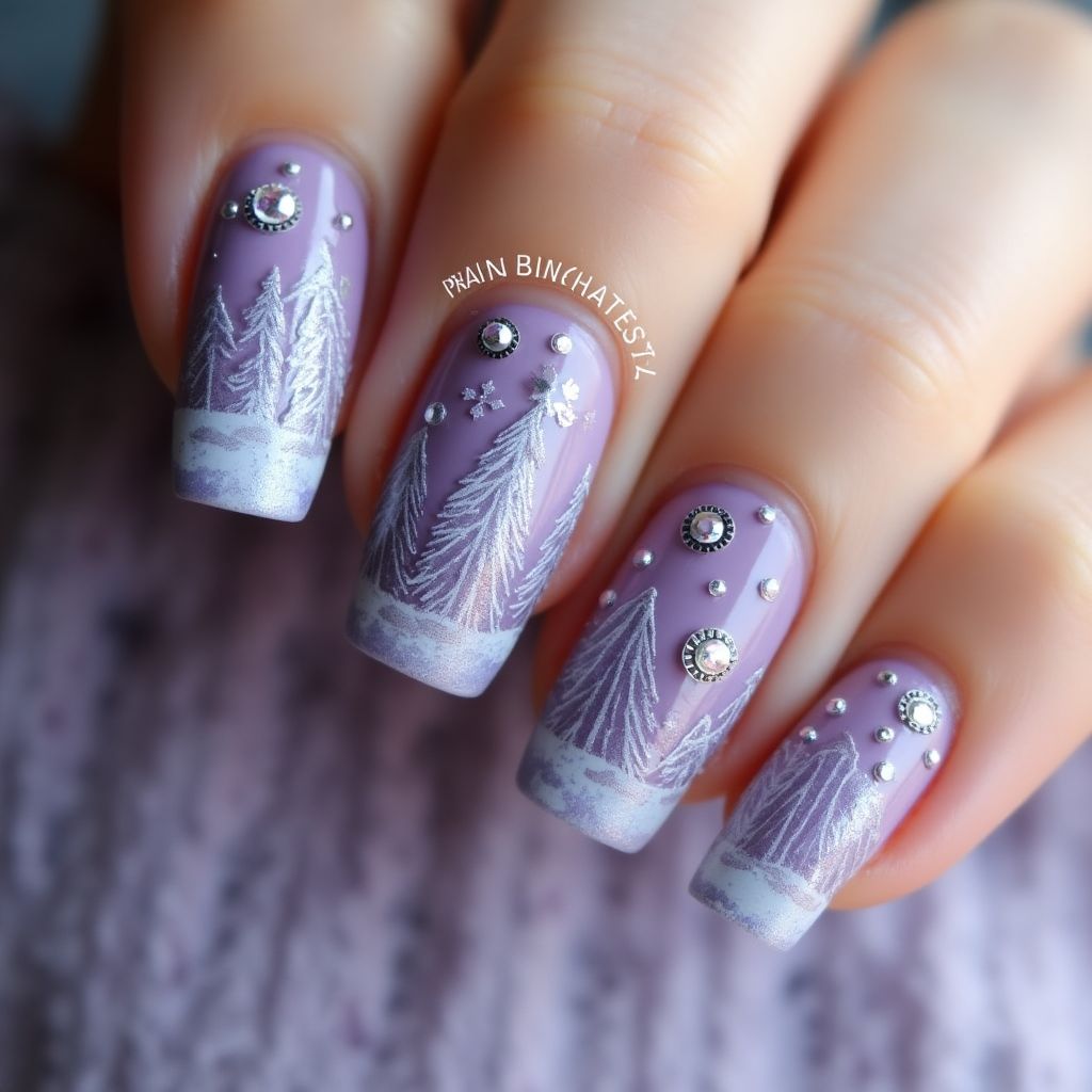 Purple Winter Nail Design