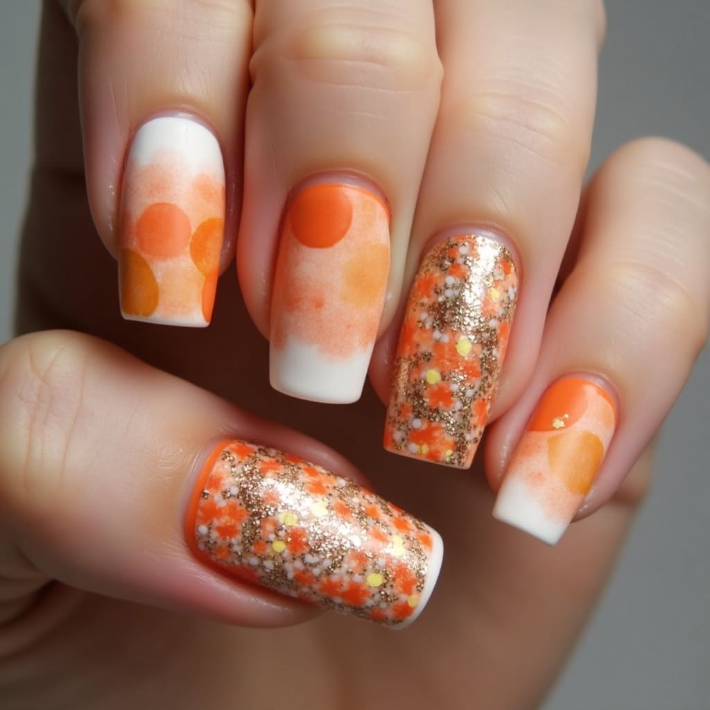 Orange Autumn Nail Design