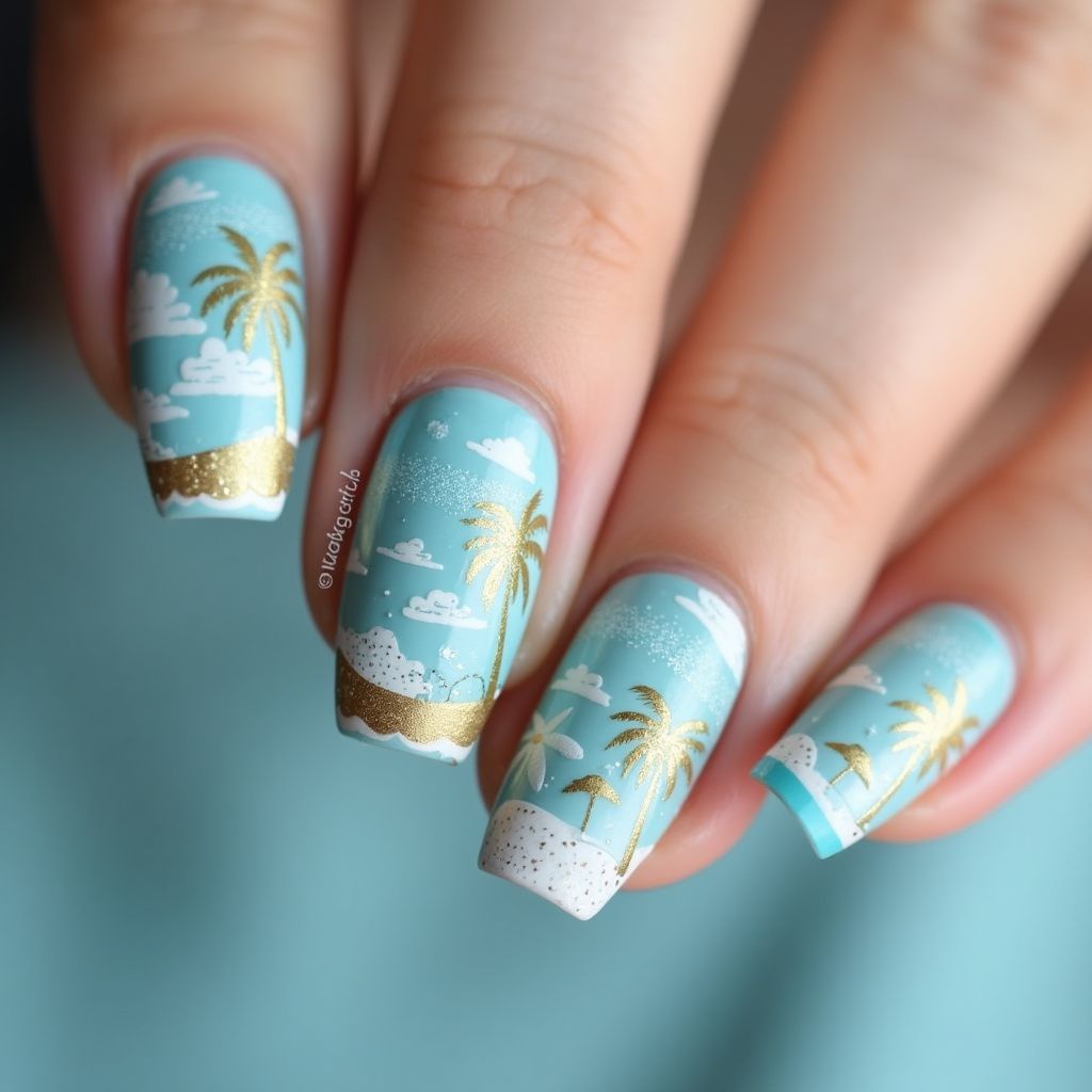 Baby blue Summer Nail Design