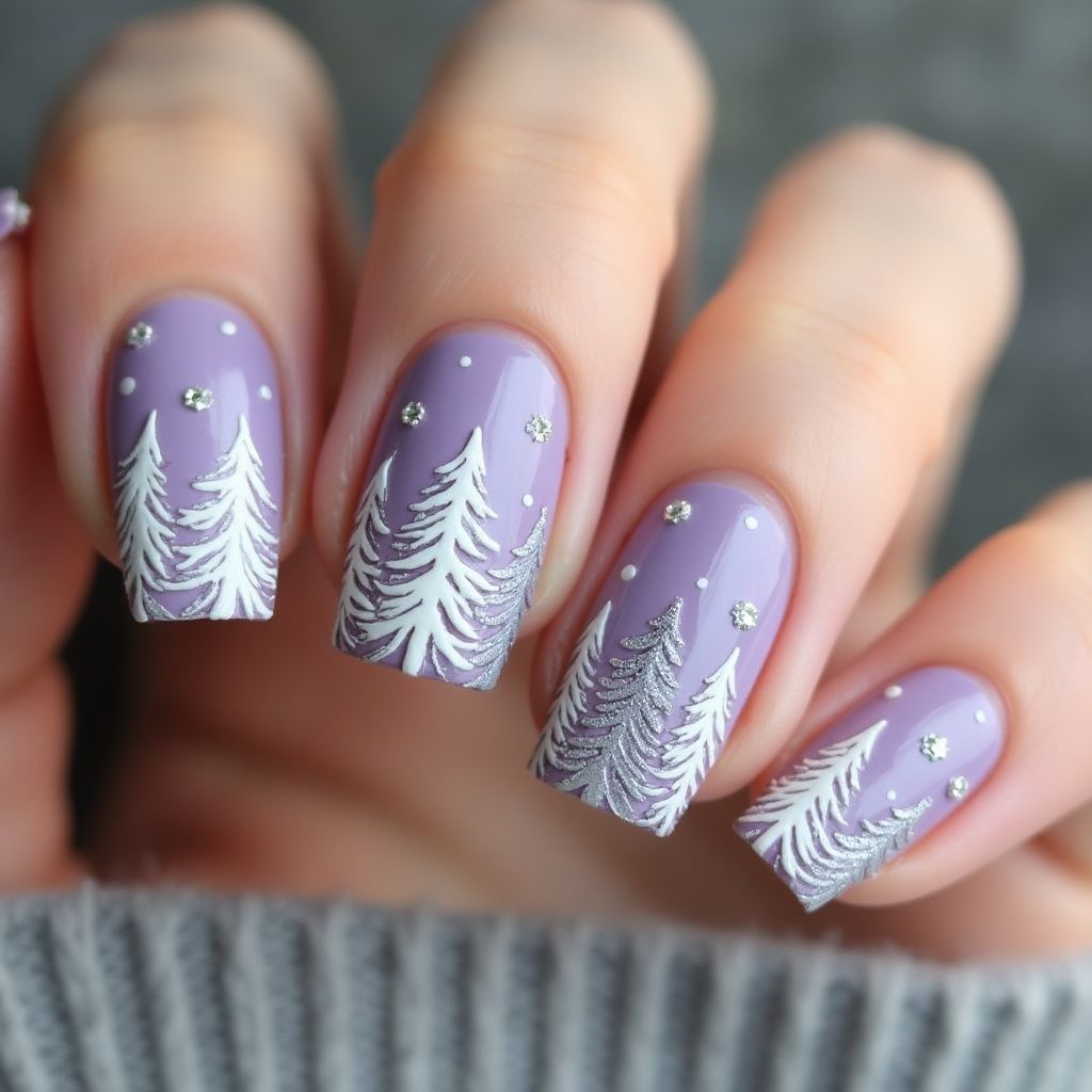 Lavender Winter Nail Design