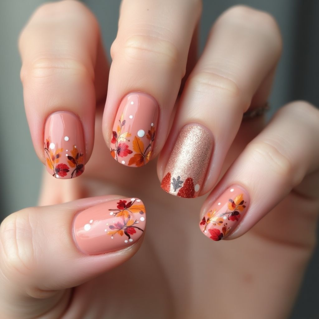 Baby Pink Autumn Nail Design
