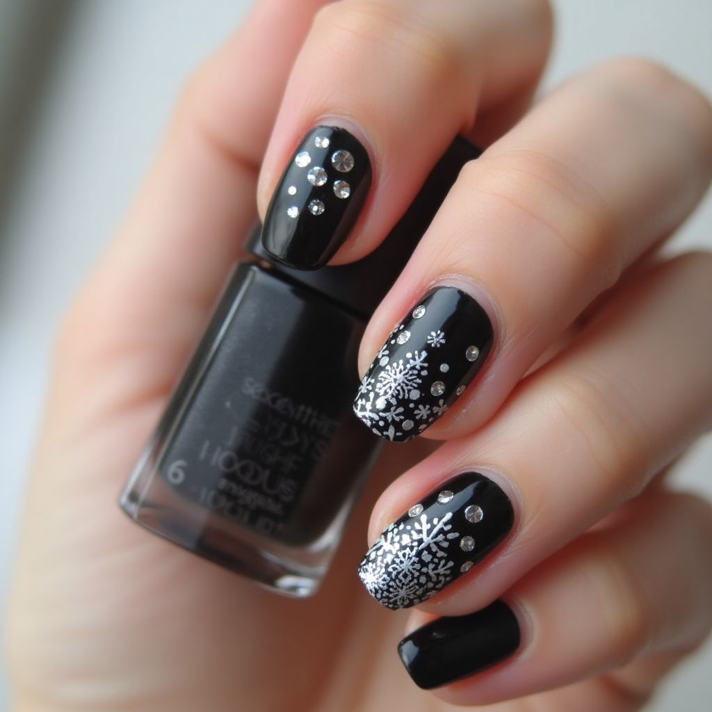 Black Winter Nail Design