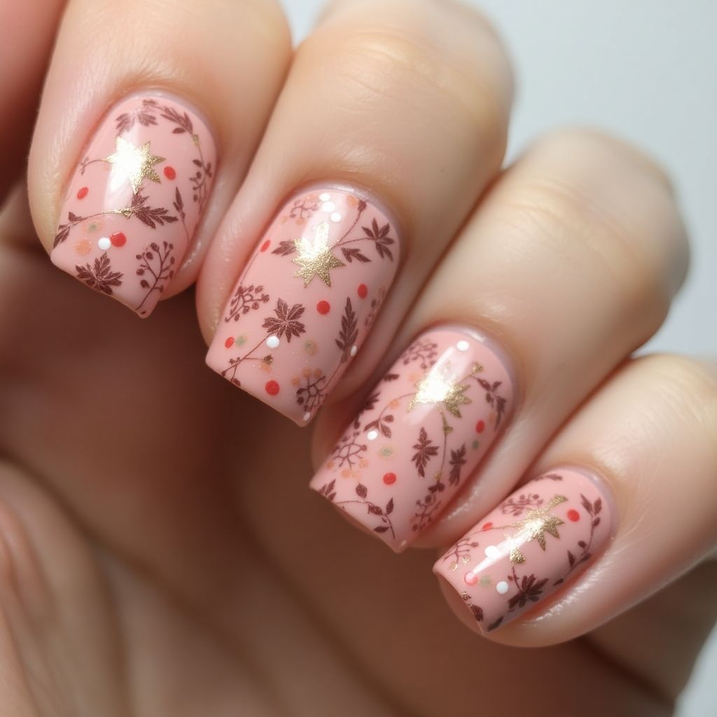 Baby Pink Autumn Nail Design