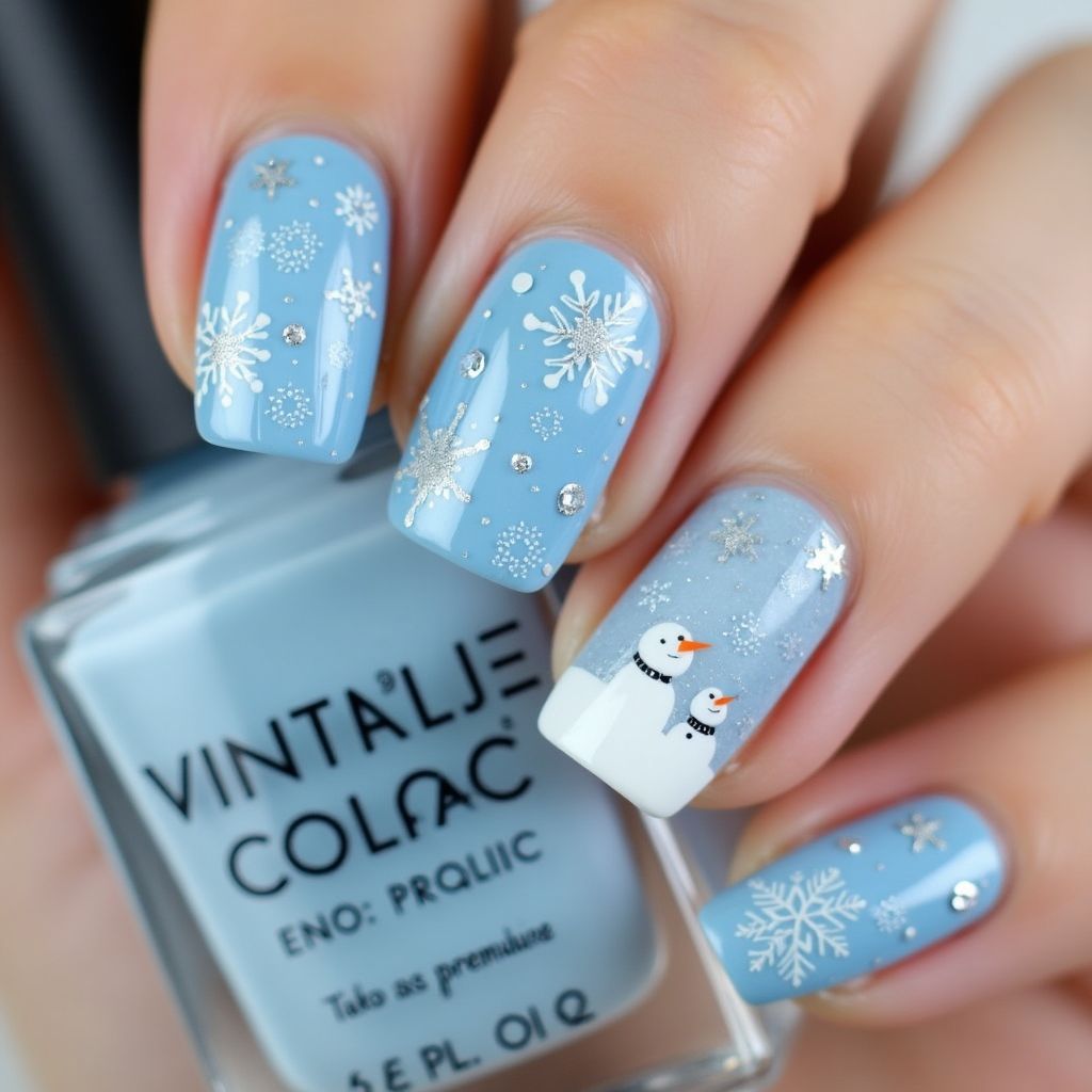 Baby Blue Winter Nail Design