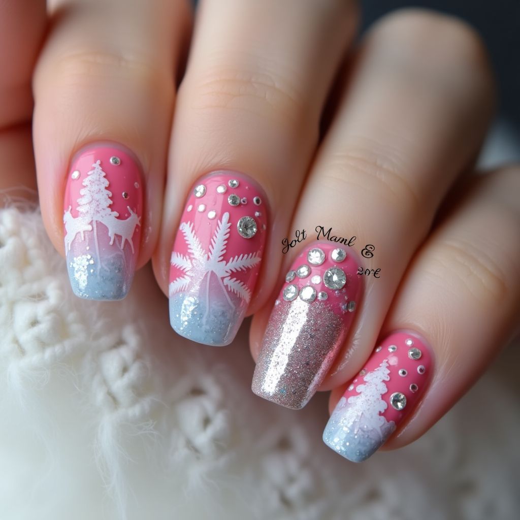 Hot Pink Winter Nail Design